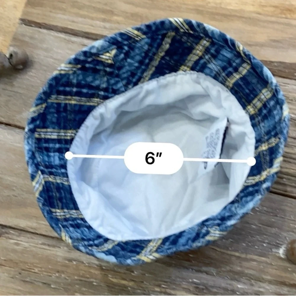 Vintage Gymboree Gymsport Infant‎ 6-12 Months Blue Plaid Bucket Hat